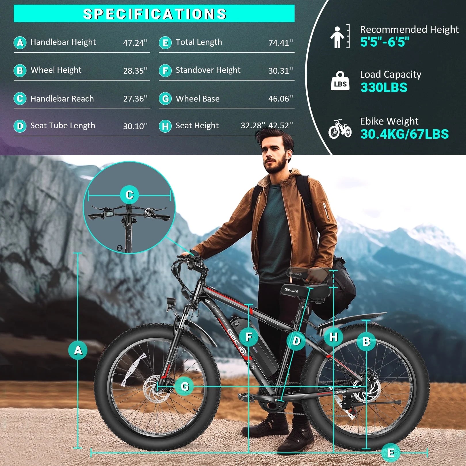 26" 4.0 Fat Tire Electric Bike for Adults