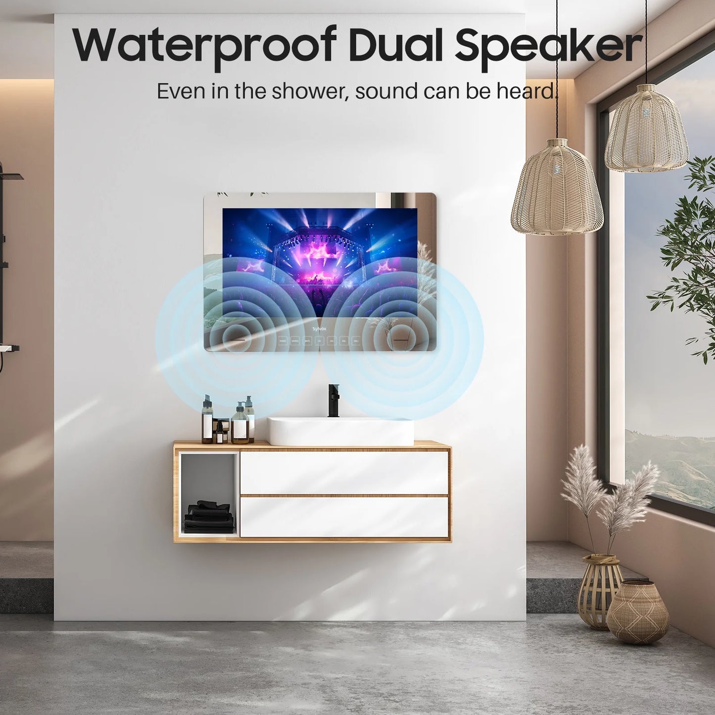 19" Smart Mirror TV for Bathroom - 1080P HD Waterproof Display with WiFi & Bluetooth