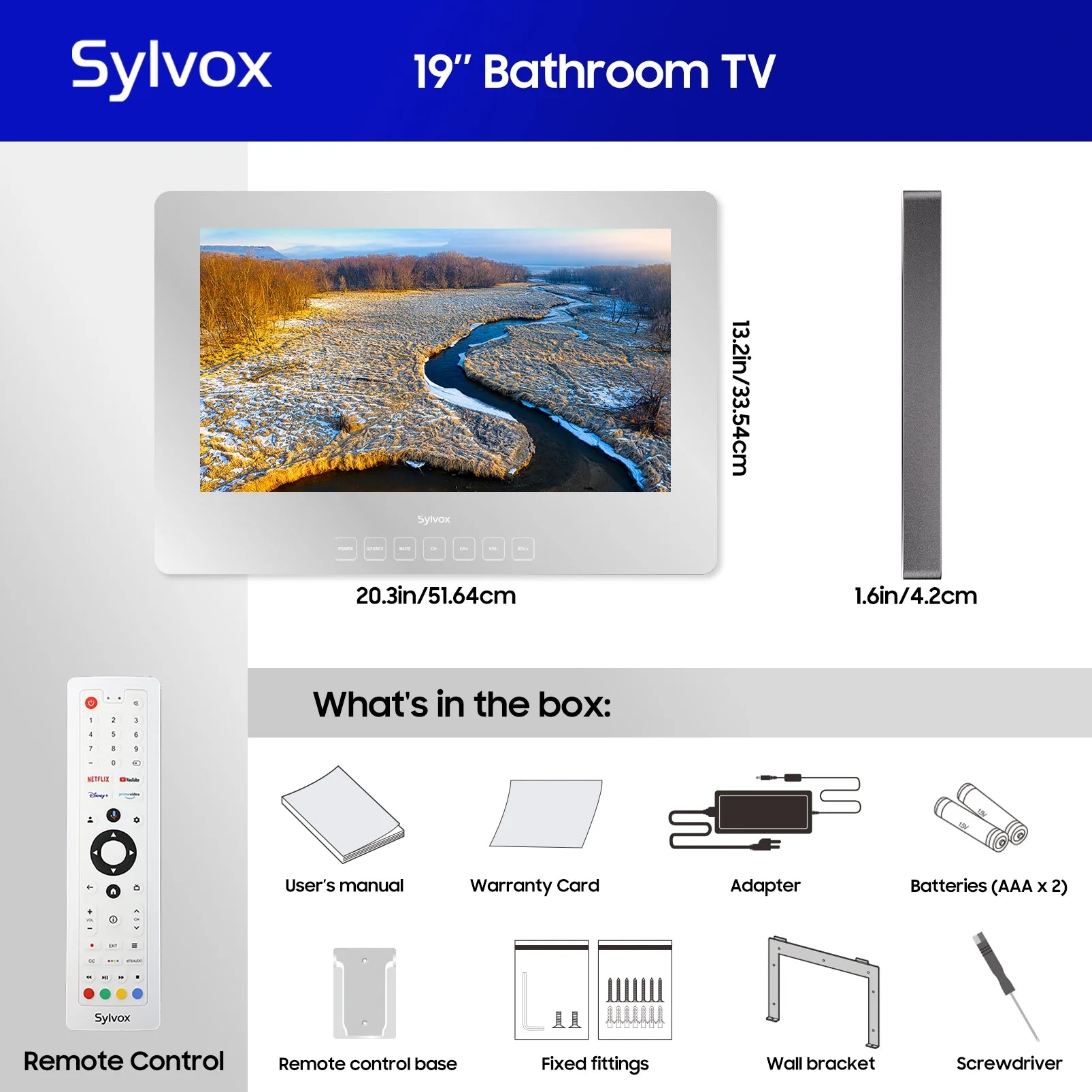 19" Smart Mirror TV for Bathroom - 1080P HD Waterproof Display with WiFi & Bluetooth